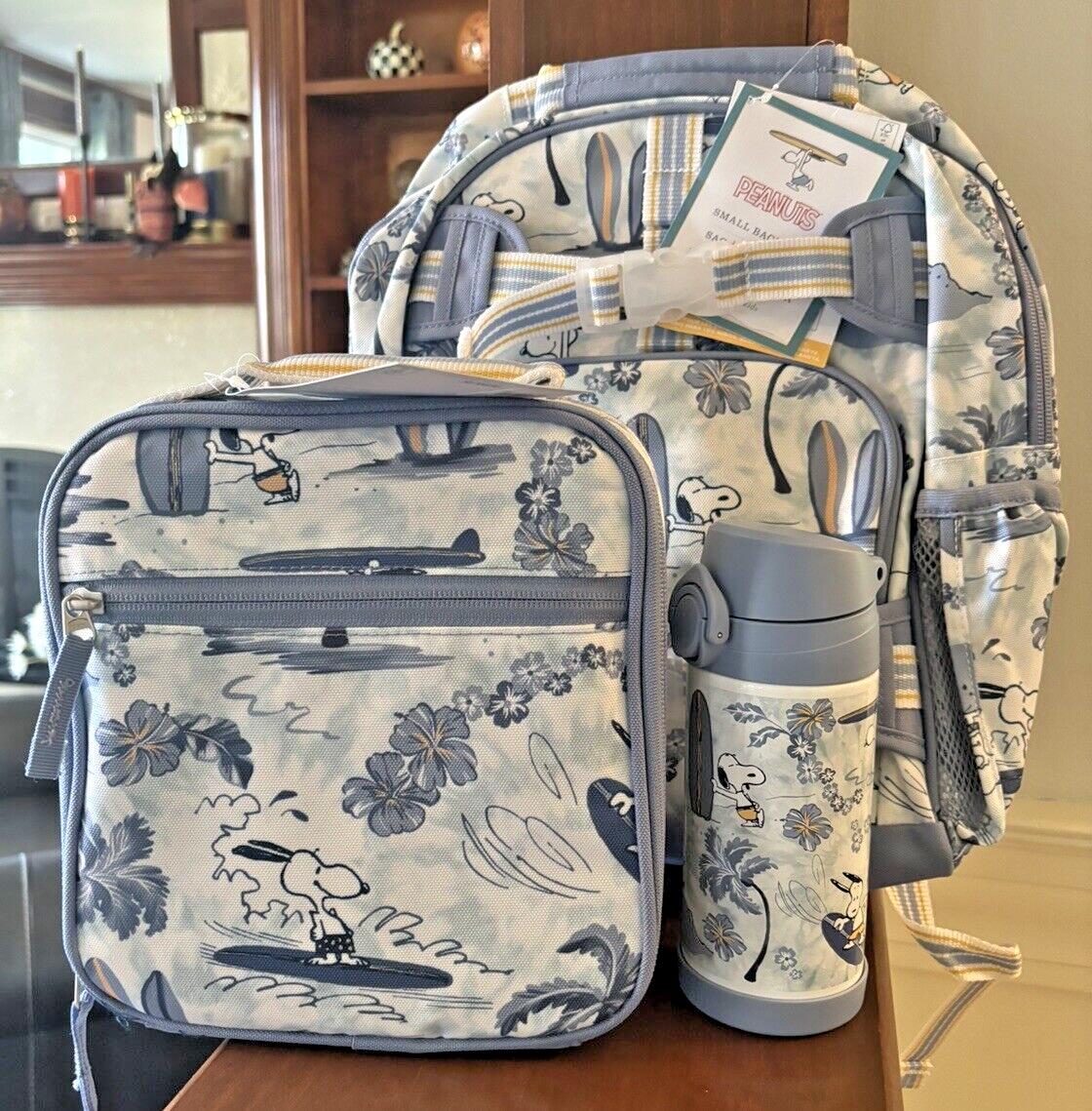 SNOOPY Pottery barn School Peanuts Disney BACKPACK LUNCH BOX BAG WATER travel  .