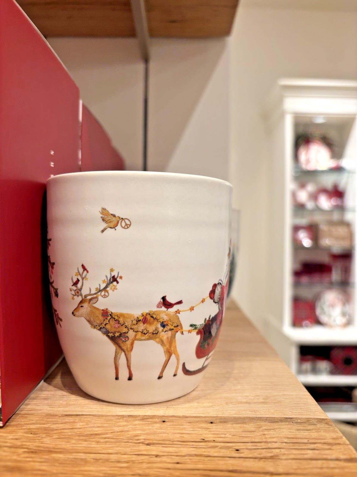 pottery barn Christmas Country Santa Mug Coffee Cup holiday Snowman gift mom \