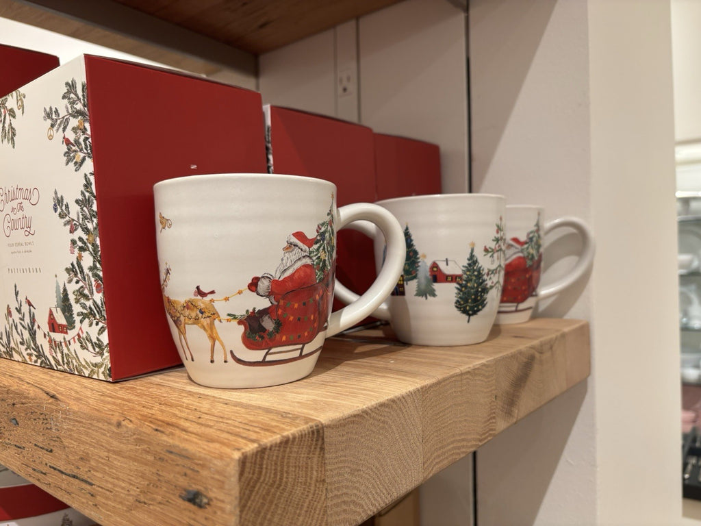pottery barn Christmas Country Santa Mug Coffee Cup holiday Snowman gift mom \