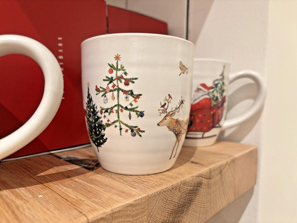 pottery barn Christmas Country Santa Mug Coffee Cup holiday Snowman gift mom \
