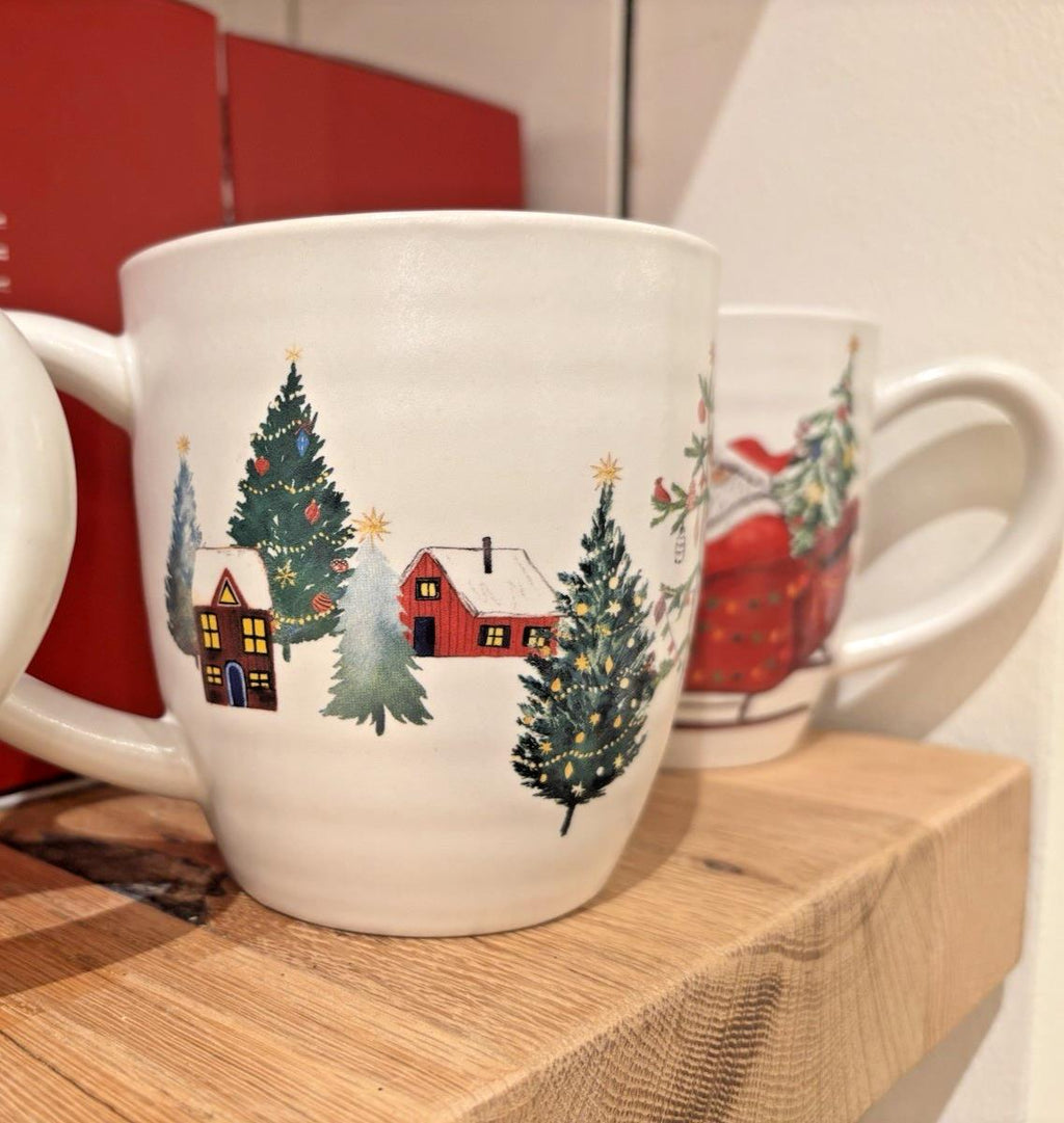pottery barn Christmas Country Santa Mug Coffee Cup holiday Snowman gift mom \