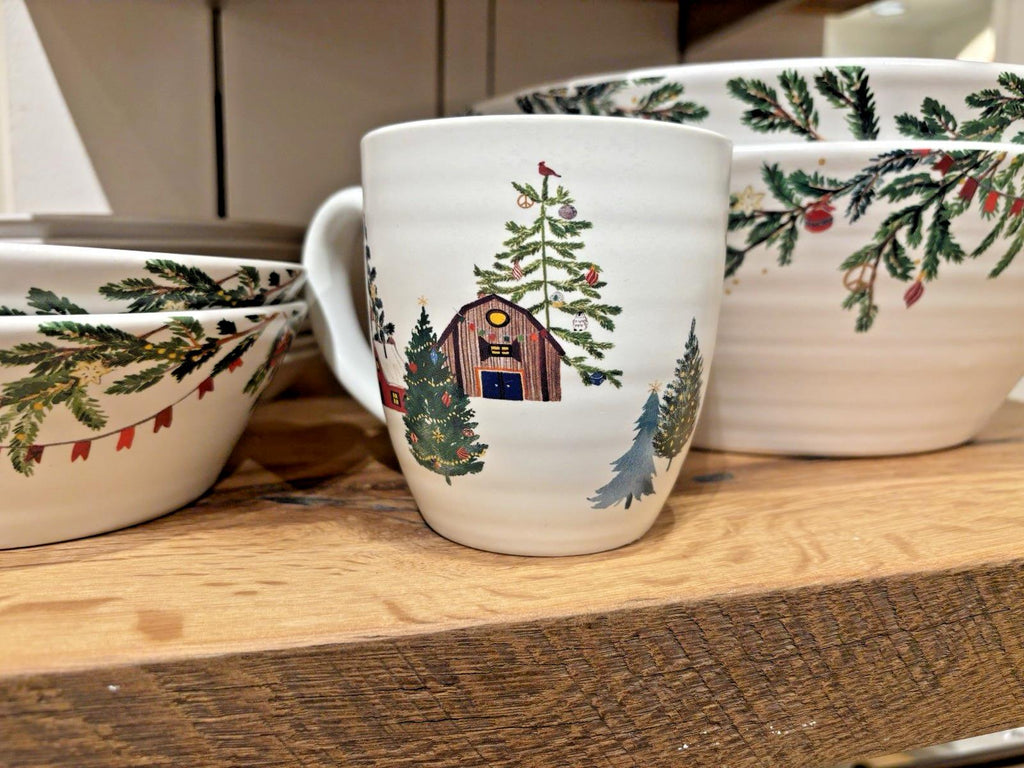 pottery barn Christmas Country Santa Mug Coffee Cup holiday Snowman gift mom \