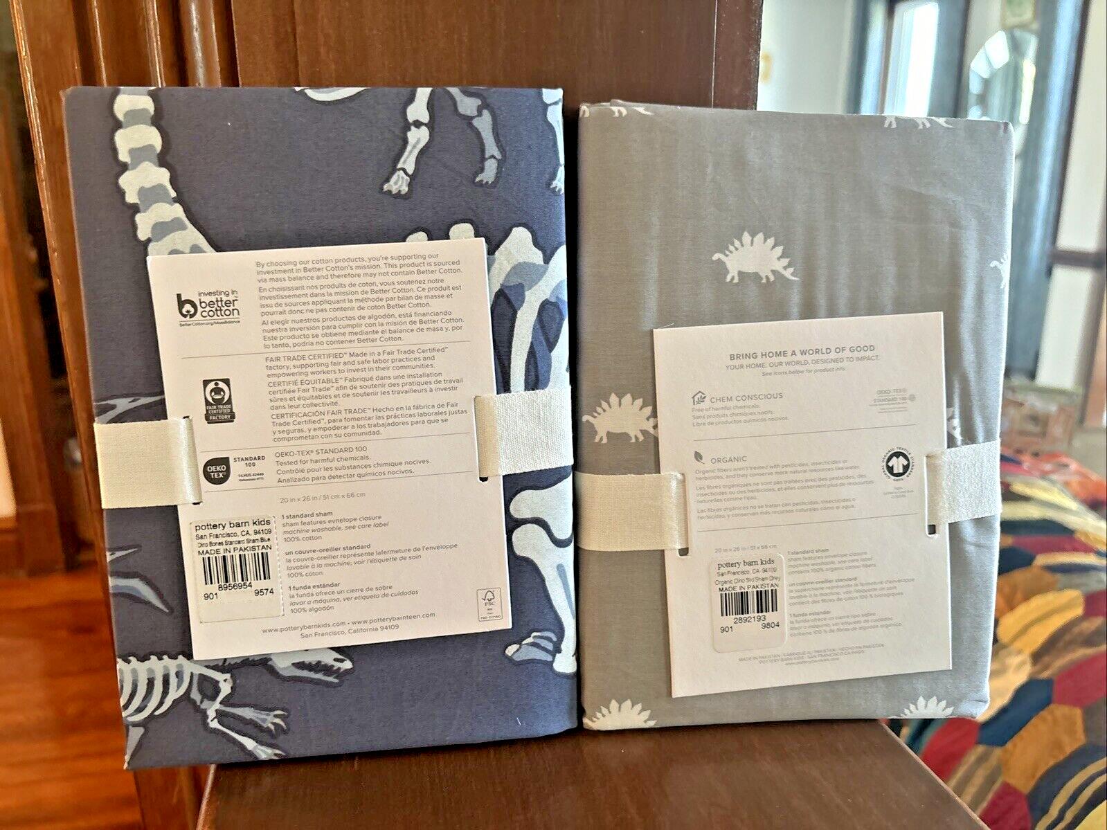 pottery barn Dinosaur Bones Glow dark holiday kid pillow sham bed gift SET 2 ,