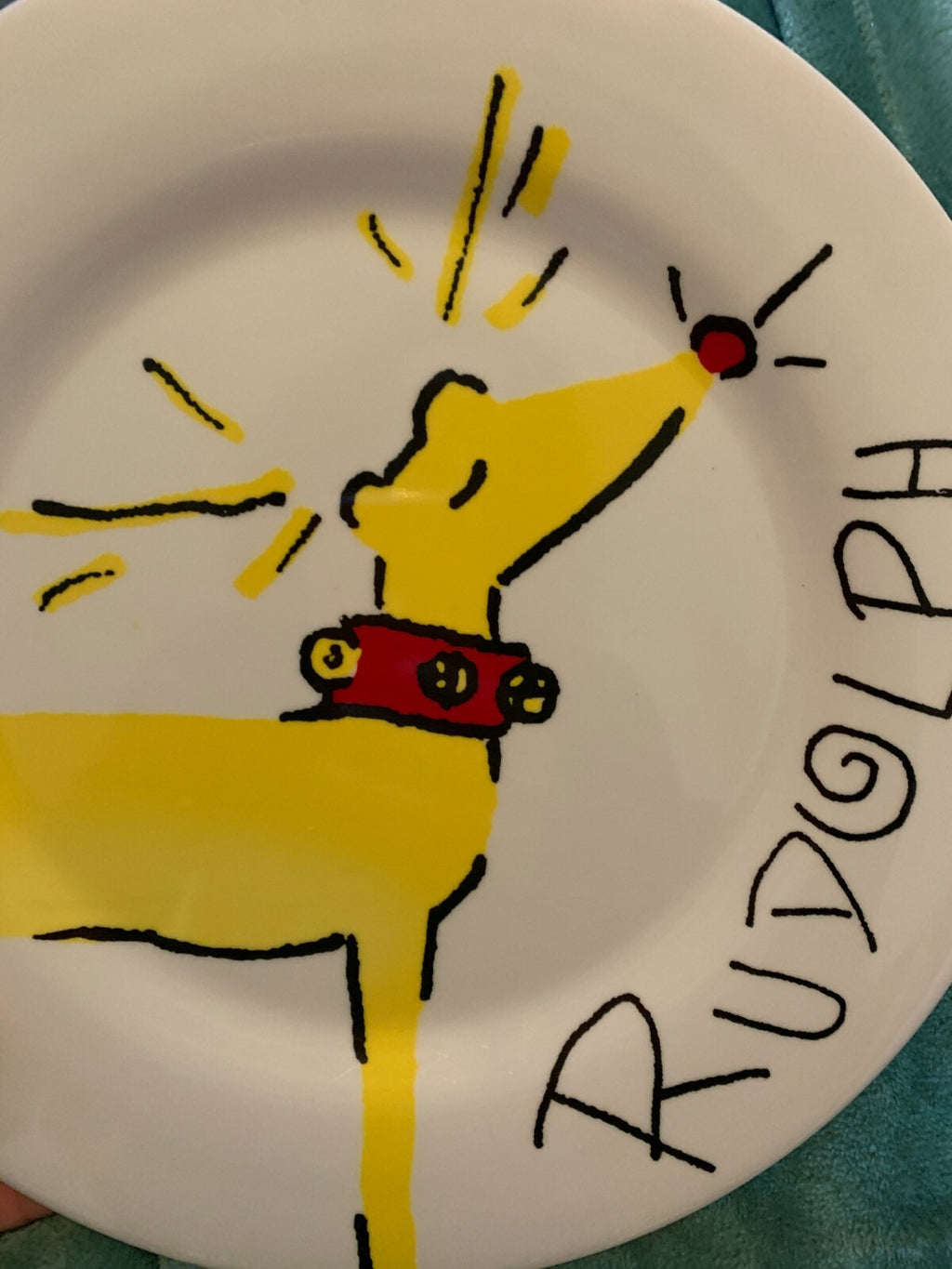 Disney Pottery Barn Plate Rudolph holiday gift School Party Christmas SET 2 ]