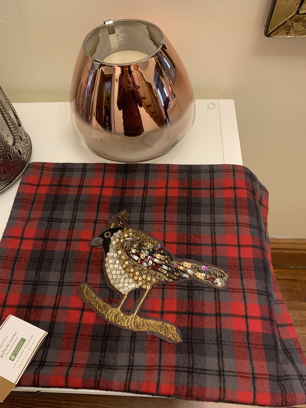 Pottery Barn Disney Holiday plaid pillow cover Sham Christmas Party Ski gift \