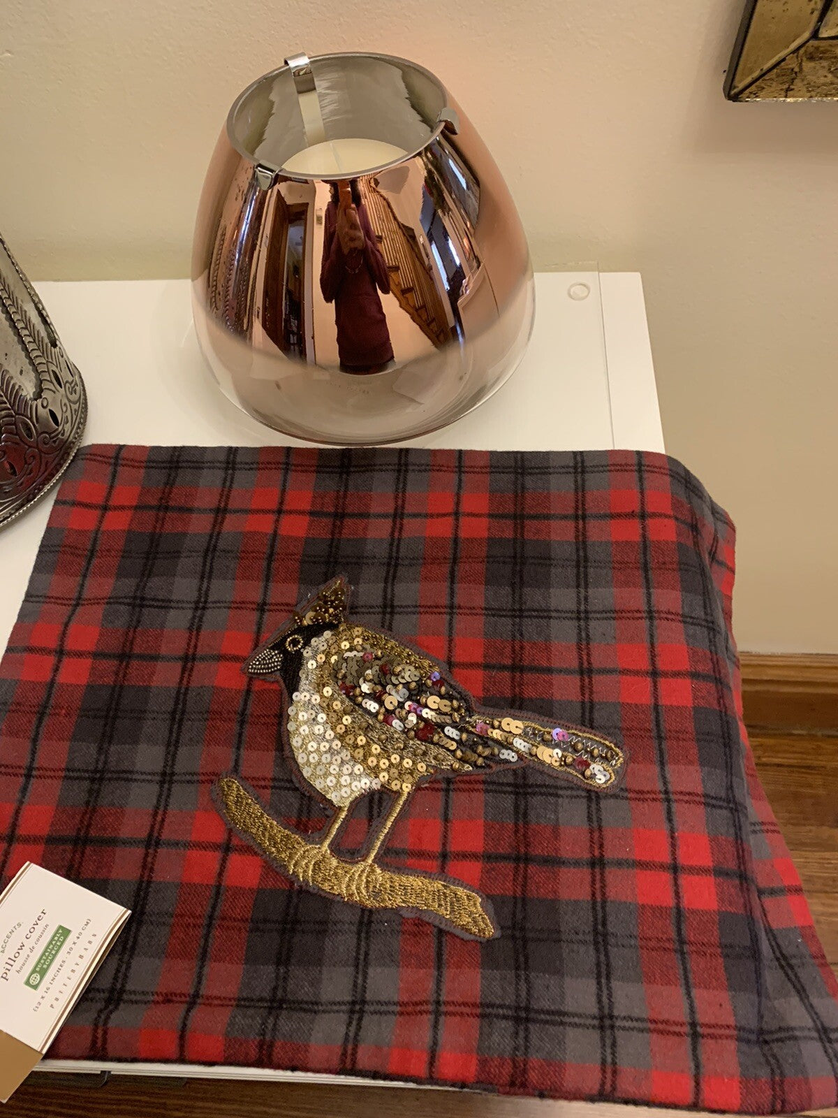 Pottery Barn Disney Holiday plaid pillow cover Sham Christmas Party Ski gift \