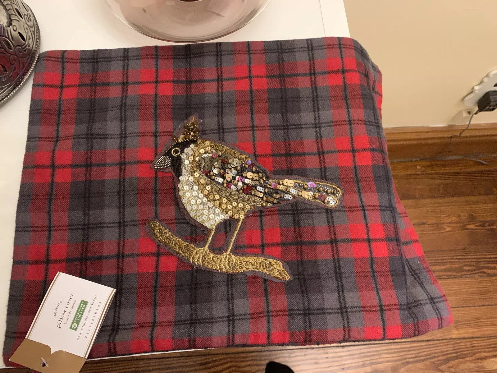 Pottery Barn Disney Holiday plaid pillow cover Sham Christmas Party Ski gift \