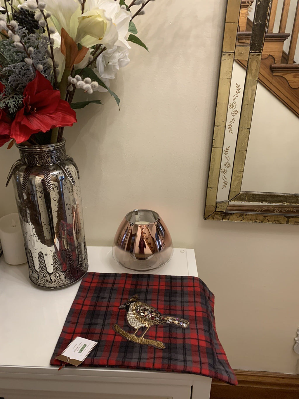 Pottery Barn Disney Holiday plaid pillow cover Sham Christmas Party Ski gift \