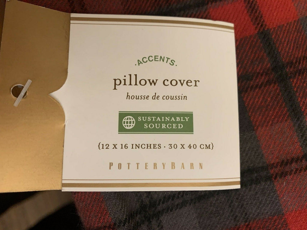 Pottery Barn Disney Holiday plaid pillow cover Sham Christmas Party Ski gift \