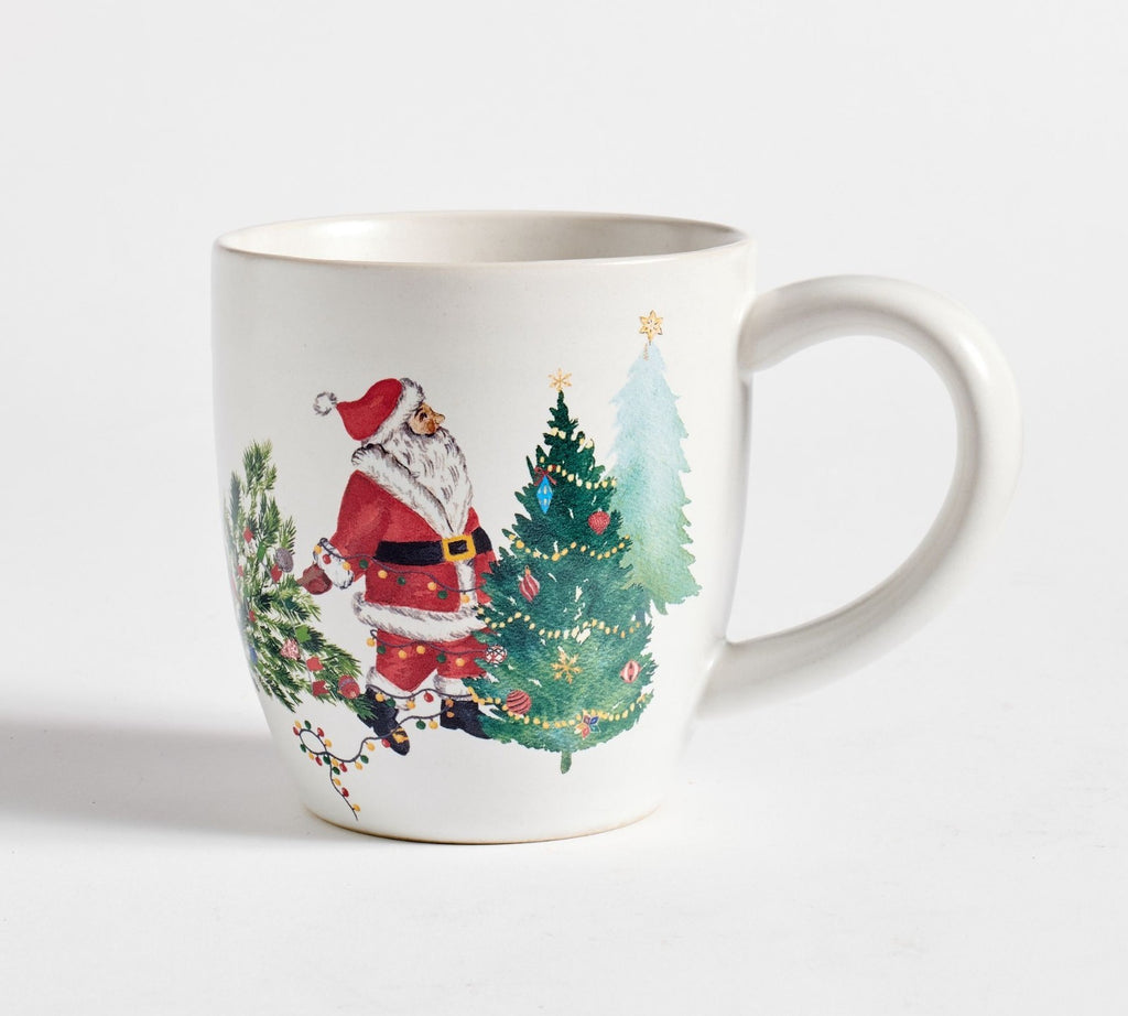 Pottery Barn Christmas Holiday Snowman Coffee Cup Mug Santa Deer Gift Kid SET 4
