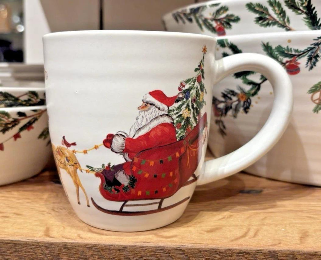 Pottery Barn Christmas Holiday Snowman Coffee Cup Mug Santa Deer Gift Kid SET 4