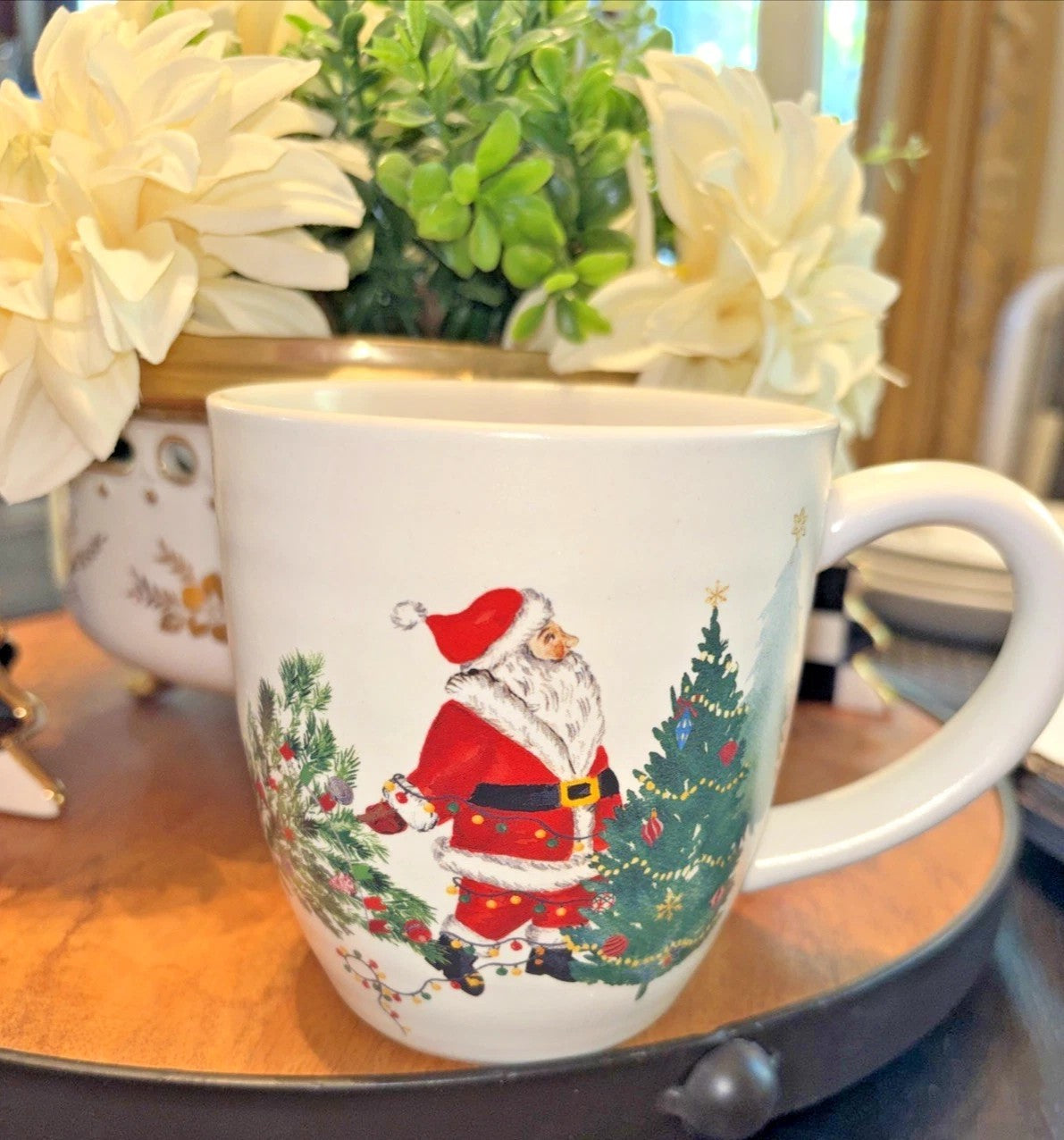 Pottery Barn Christmas Holiday Snowman Coffee Cup Mug Santa Deer Gift Kid SET 4