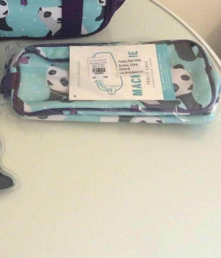 Pottery barn kid Panda bear Heart Pencil Zip Case school Bag Gift girl Garden .