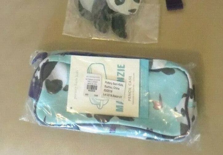 Pottery barn kid Panda bear Heart Pencil Zip Case school Bag Gift girl Garden .