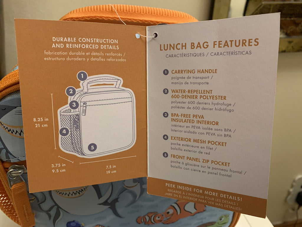 School Pottery Barn Disney NEMO LUNCH BOX bag pre k florida shark fish travel .