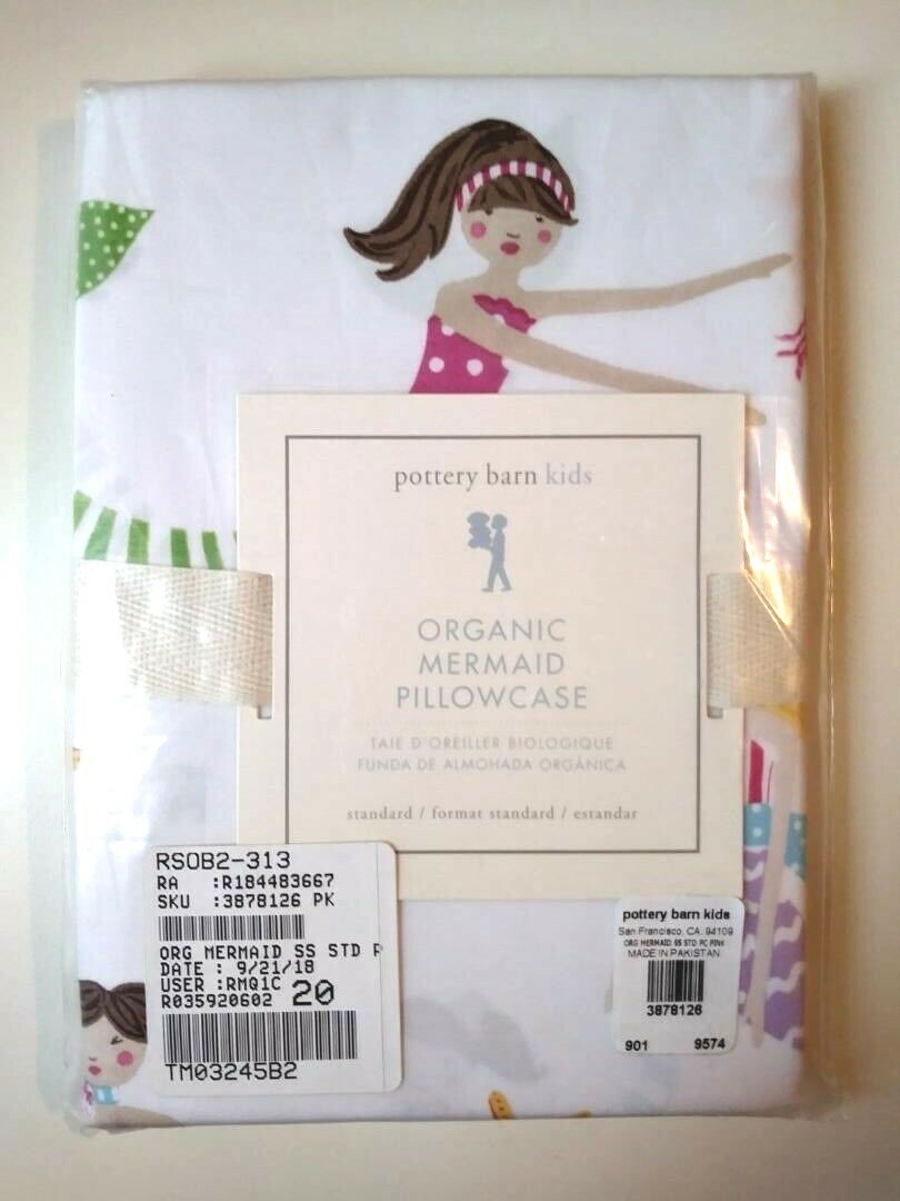 Pottery Barn PILLOWCASE Holiday Mermaid Princess girl party Disney island a