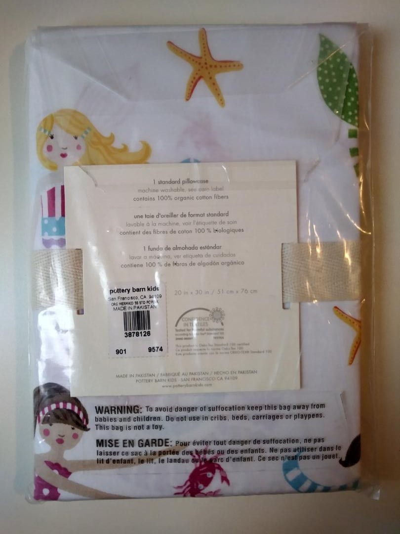 Pottery Barn PILLOWCASE Holiday Mermaid Princess girl party Disney island a