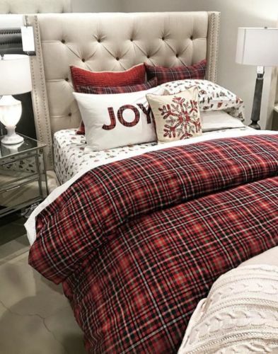 Pottery Barn Pillowcase Wedding holiday gift Christmas Plaid Disney Heart SET 2\