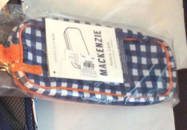 School Pottery barn PENCIL zip CASE BAG pouch Disney navy plaid holiday gift [