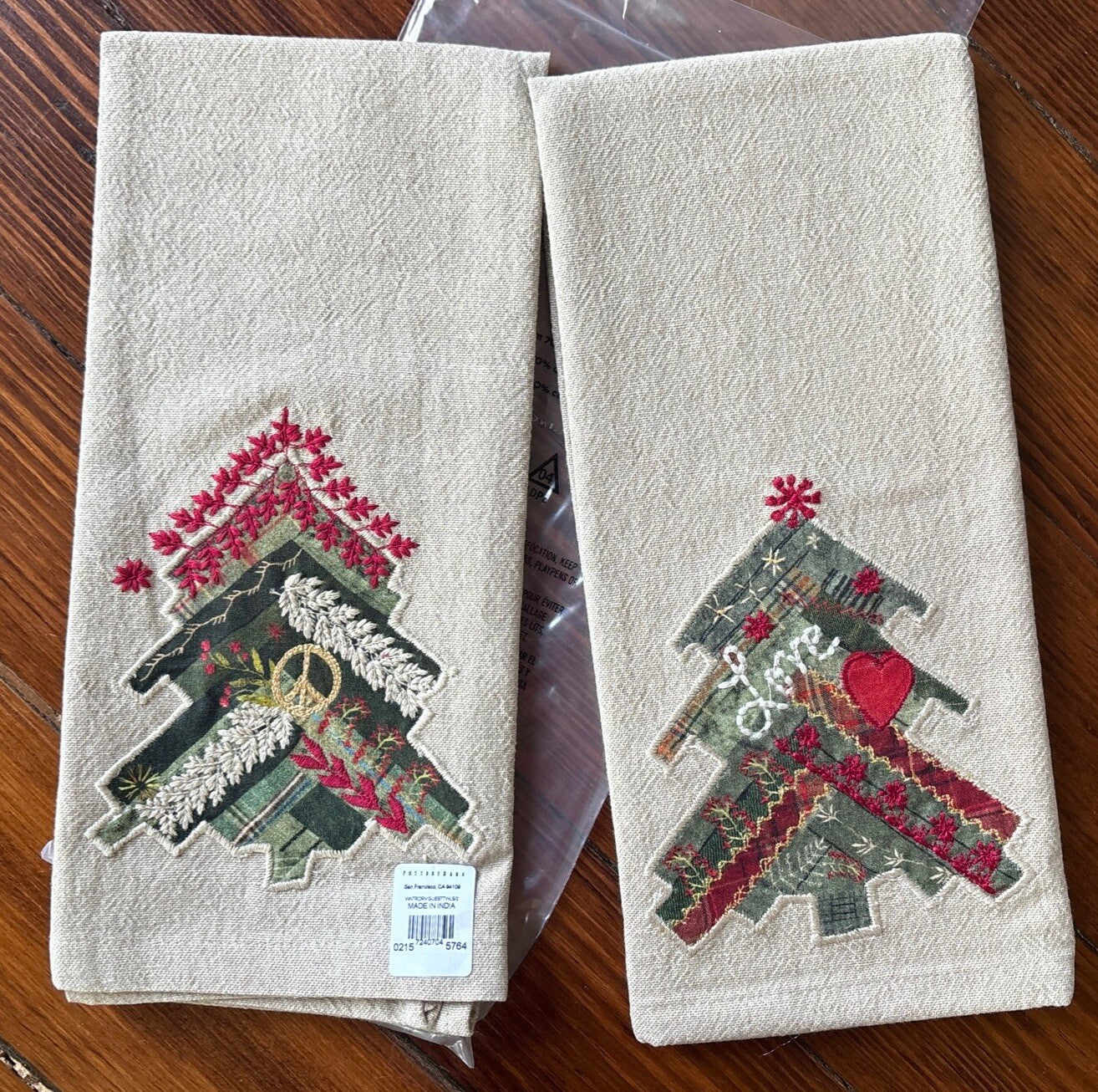 pottery barn Disney towel Holiday Tree Winter patch Christmas gift party SET 2 -