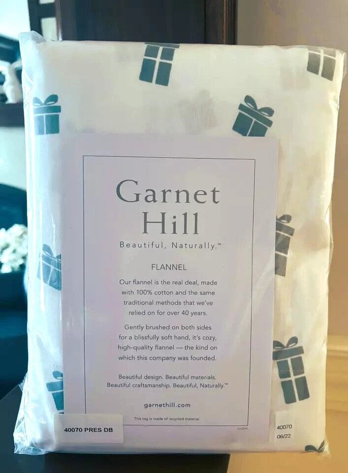 Garnet Hill Holiday Christmas gift winter flannel village city Twin Sheet Set 3p