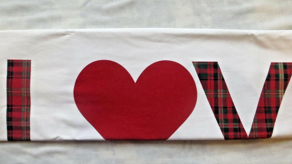 Pottery Barn Pillowcase Wedding holiday gift Christmas Plaid Disney Heart SET 2\