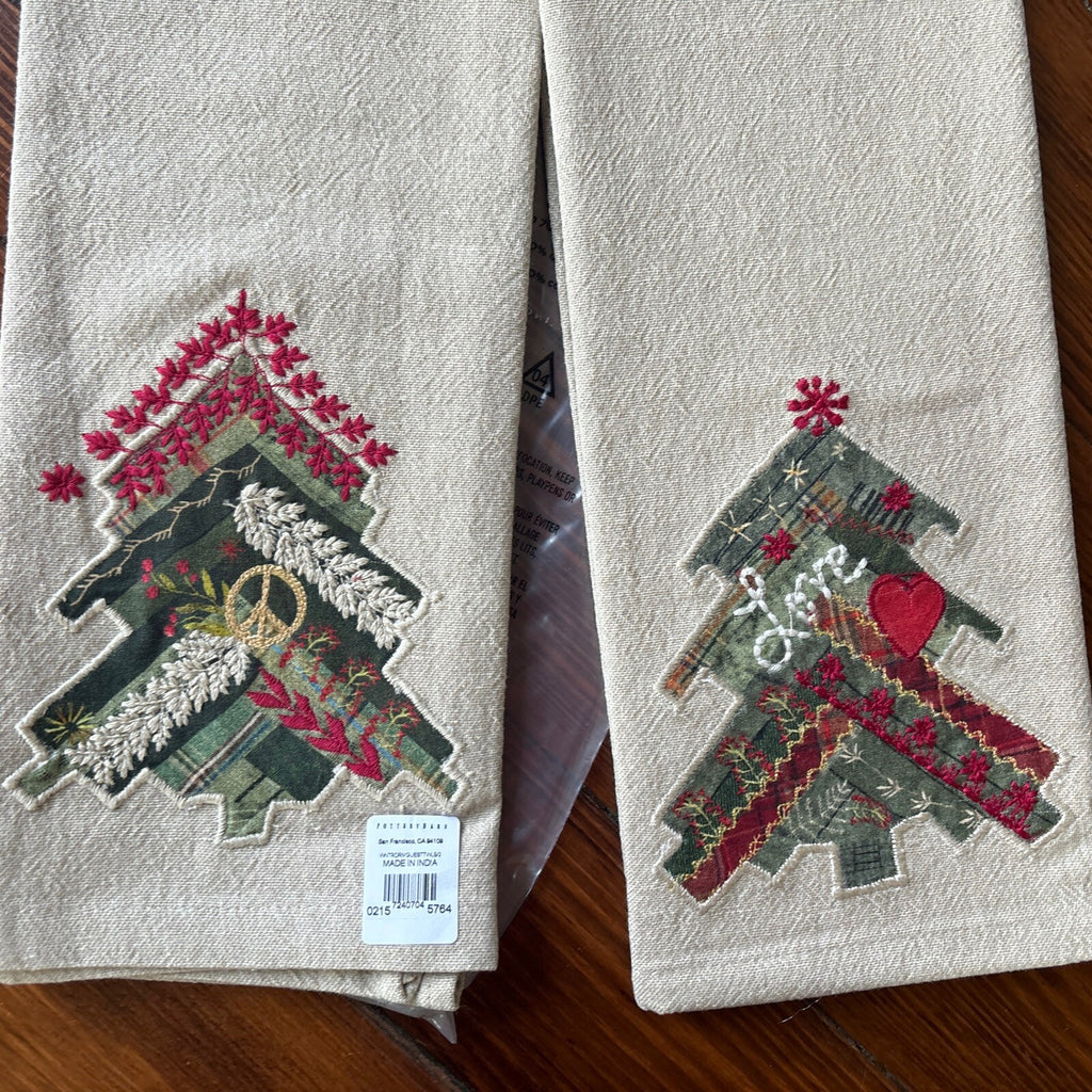 pottery barn Disney towel Holiday Tree Winter patch Christmas gift party SET 2 -