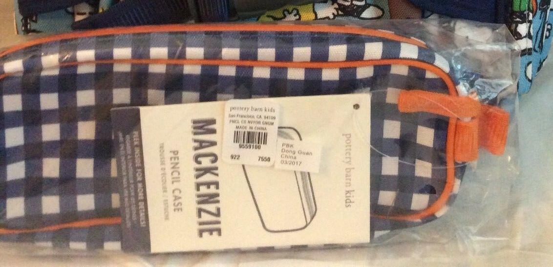 School Pottery barn PENCIL zip CASE BAG pouch Disney navy plaid holiday gift [