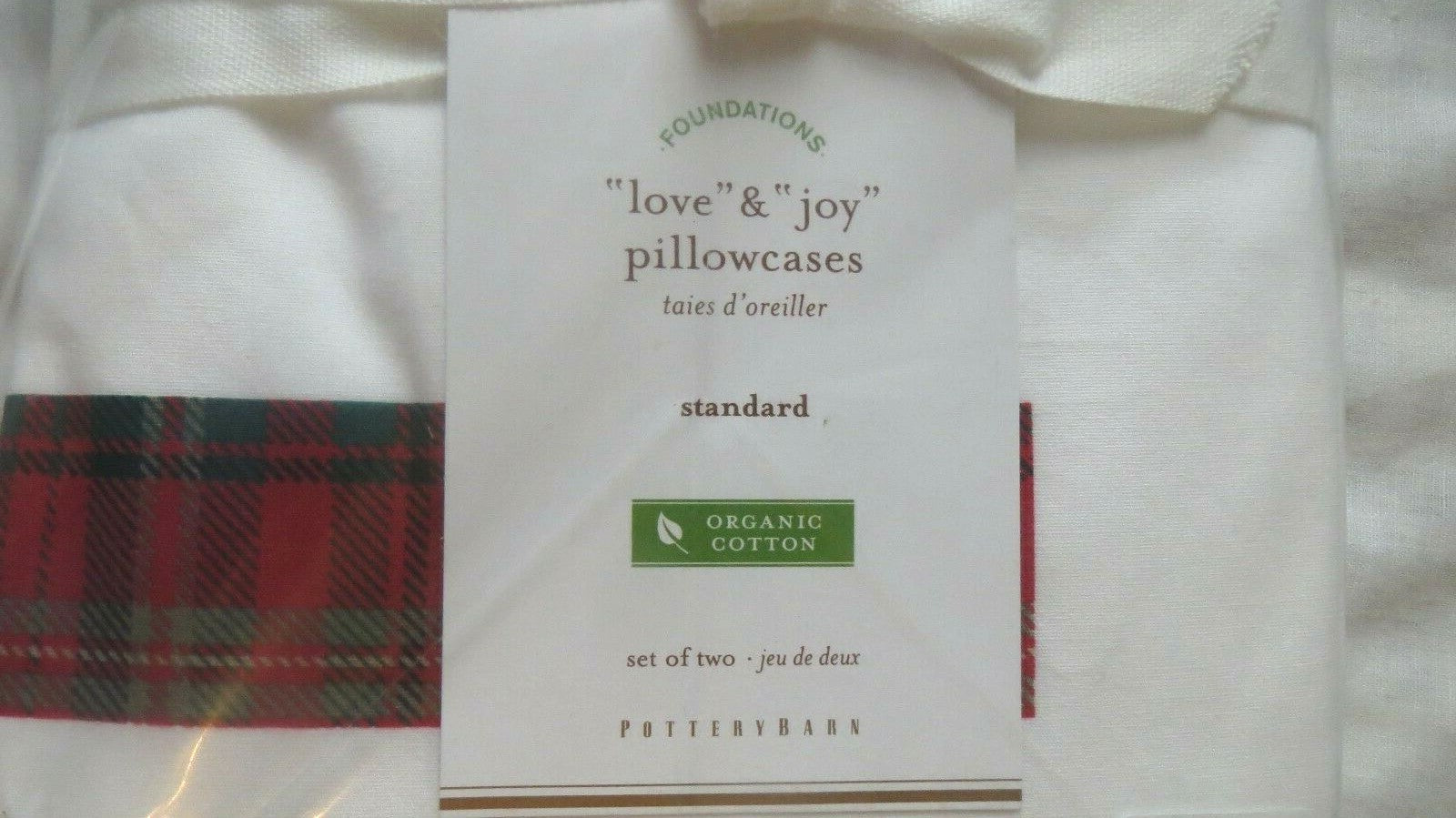 Pottery Barn Pillowcase Wedding holiday gift Christmas Plaid Disney Heart SET 2\