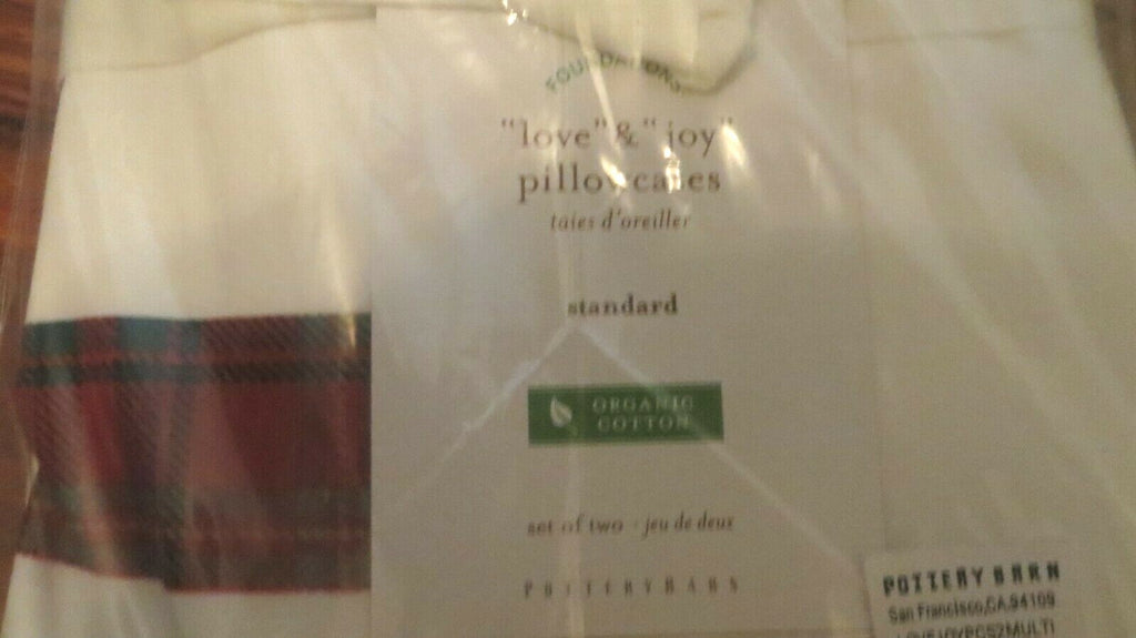 Pottery Barn Pillowcase Wedding holiday gift Christmas Plaid Disney Heart SET 2\