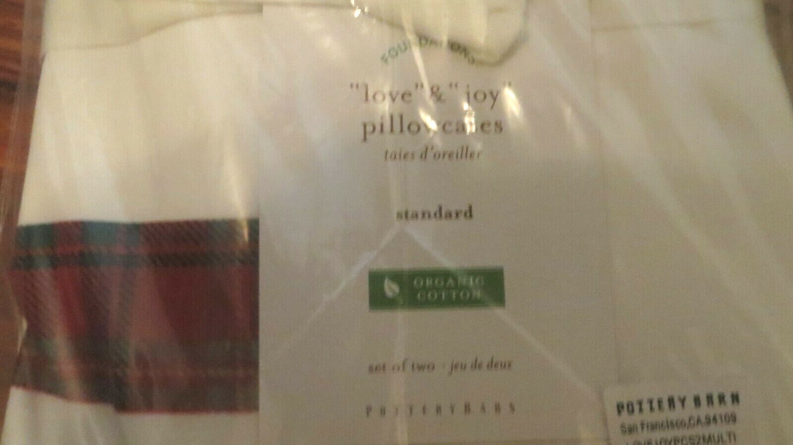 Pottery Barn Pillowcase Wedding holiday gift Christmas Plaid Disney Heart SET 2\