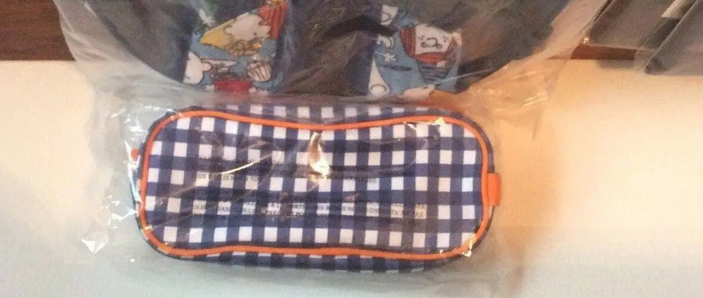 School Pottery barn PENCIL zip CASE BAG pouch Disney navy plaid holiday gift [