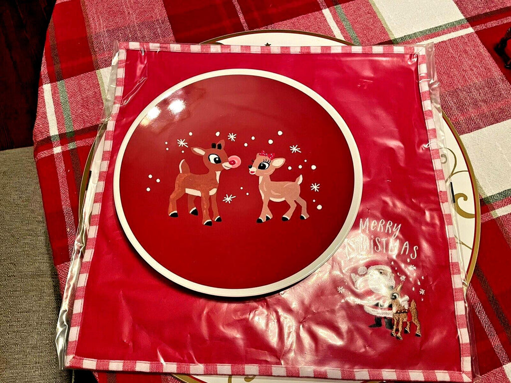 Pottery Barn Disney holiday DINNER SET PLATE Rudolph Santa gift Christmas kid