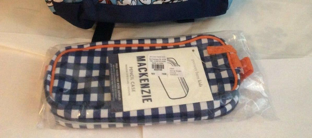 School Pottery barn PENCIL zip CASE BAG pouch Disney navy plaid holiday gift [