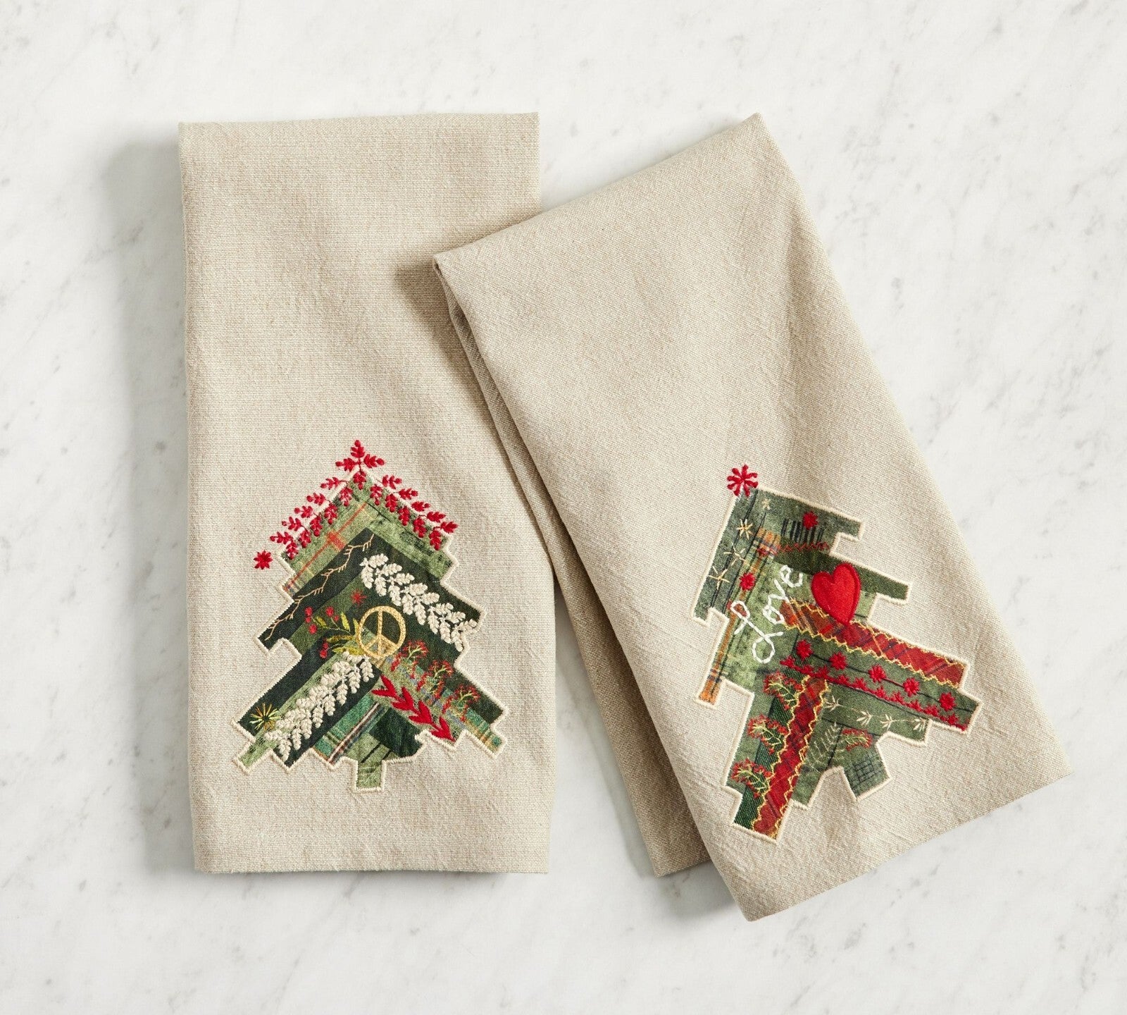 pottery barn Disney towel Holiday Tree Winter patch Christmas gift party SET 2 -