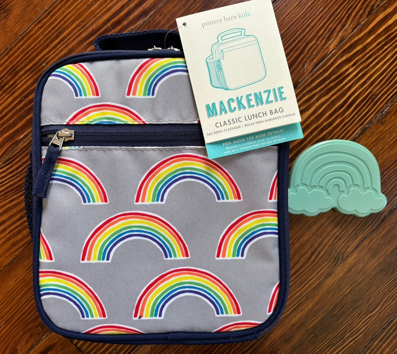 Pottery Barn LUNCH BOX BAG School Disney+Rainbow party gift stripe girl set /