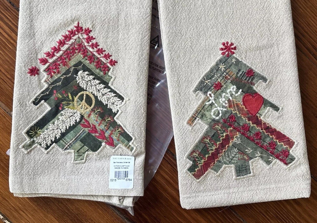 pottery barn Disney towel Holiday Tree Winter patch Christmas gift party SET 2 -