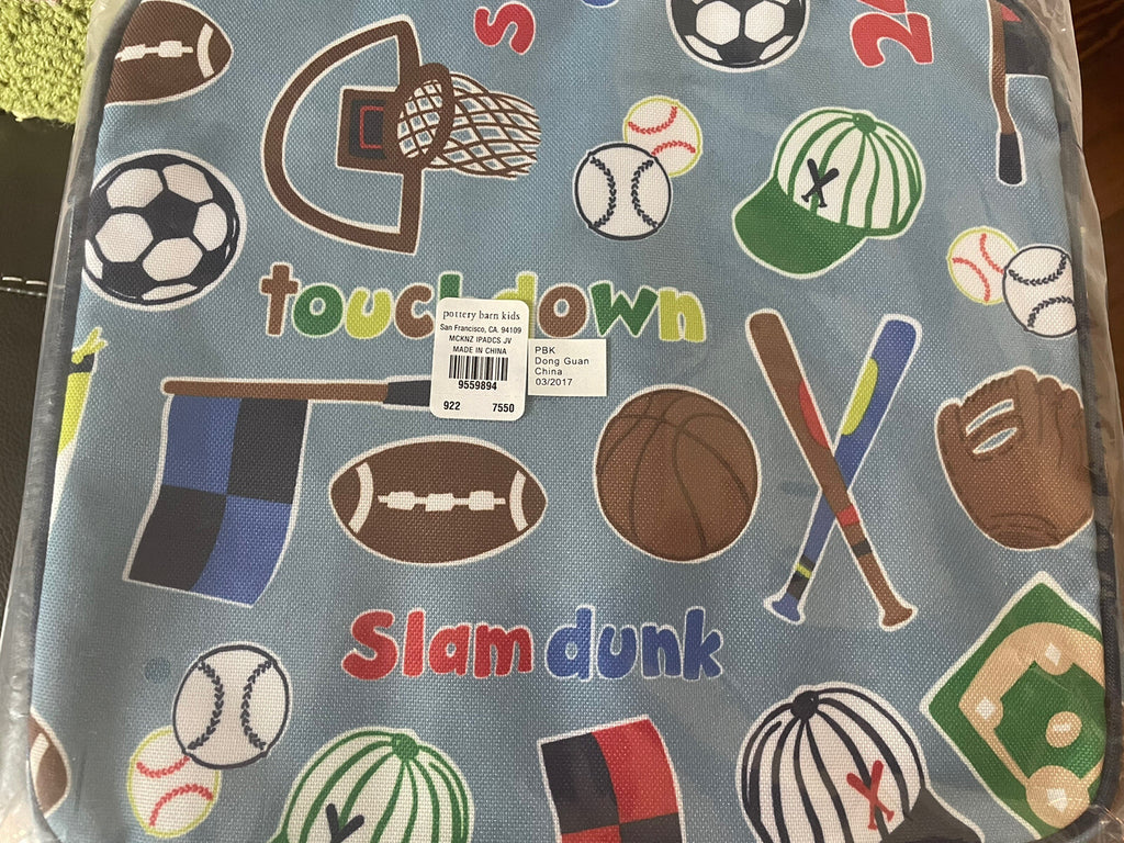 Pottery Barn Sport bag Tablet Case school toddler case pre-k baseball soccer -