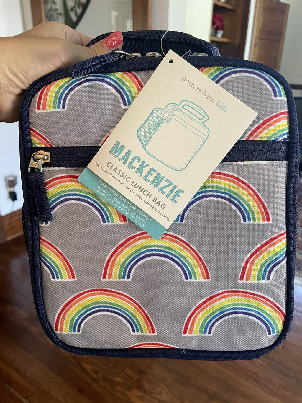 Pottery Barn LUNCH BOX BAG School Disney+Rainbow party gift stripe girl set /