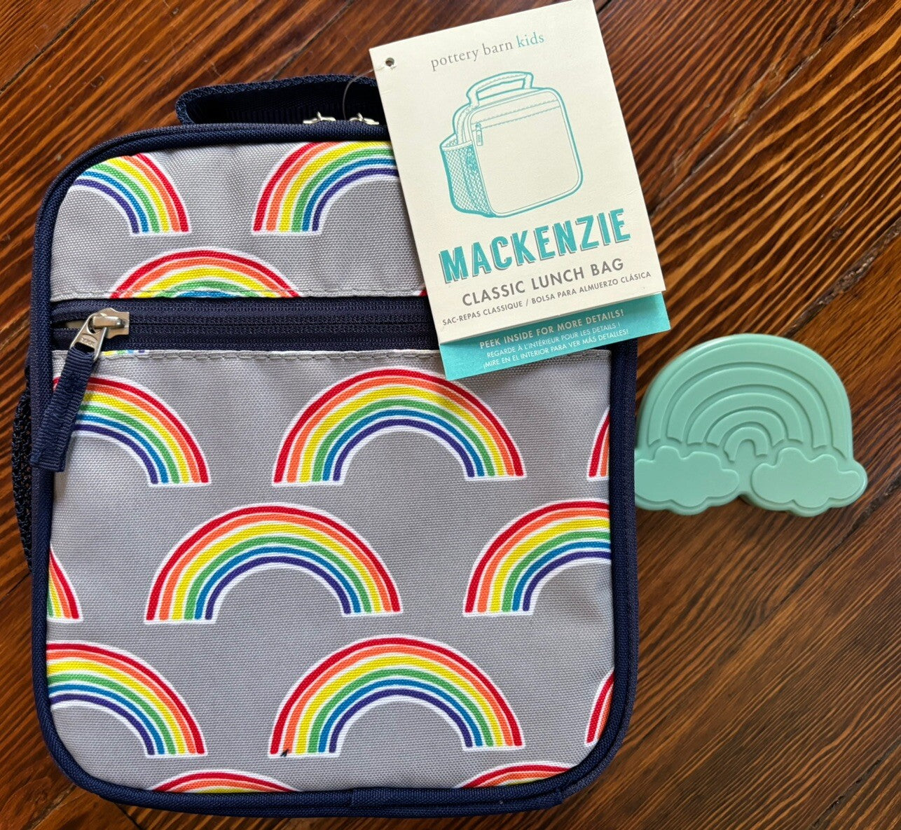 Pottery Barn LUNCH BOX BAG School Disney+Rainbow party gift stripe girl set /