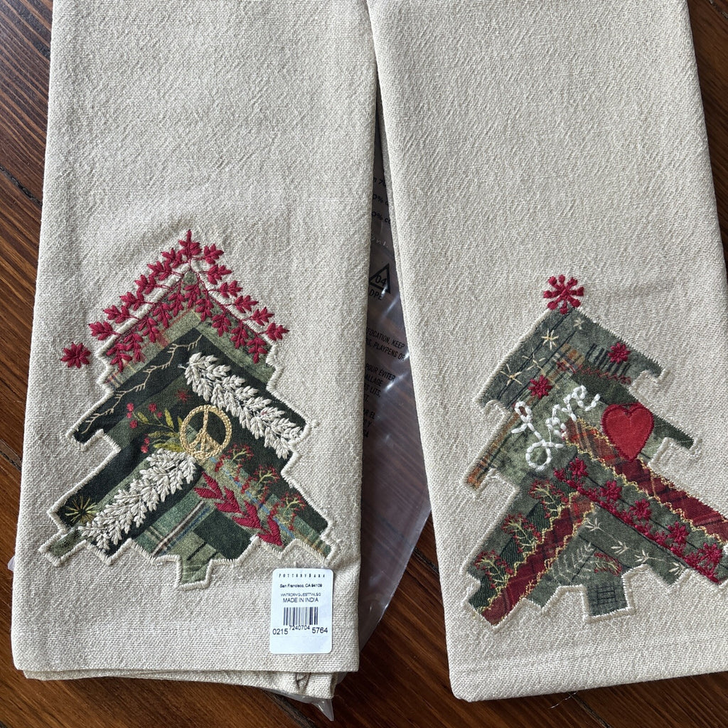 pottery barn Disney towel Holiday Tree Winter patch Christmas gift party SET 2 -