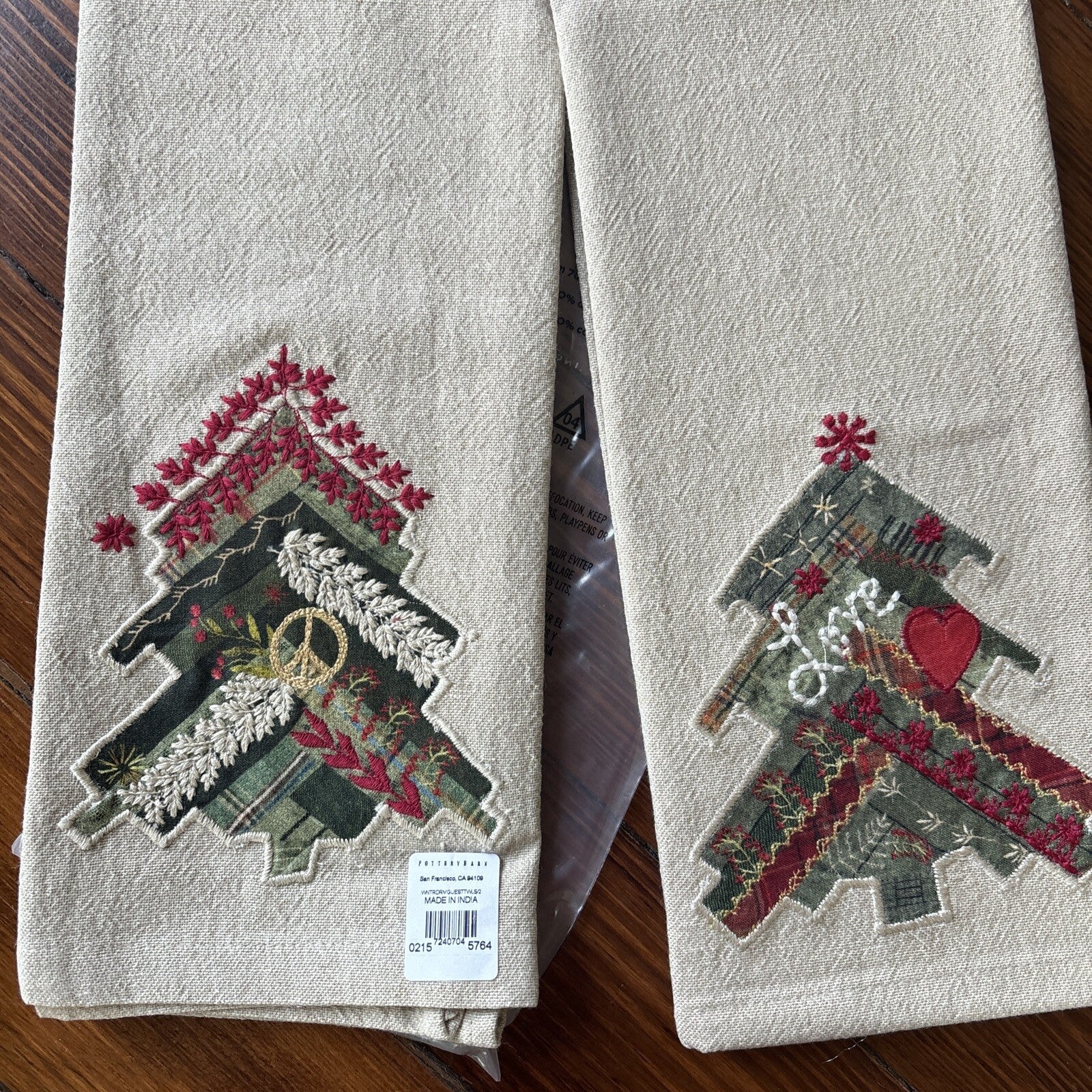 pottery barn Disney towel Holiday Tree Winter patch Christmas gift party SET 2 -