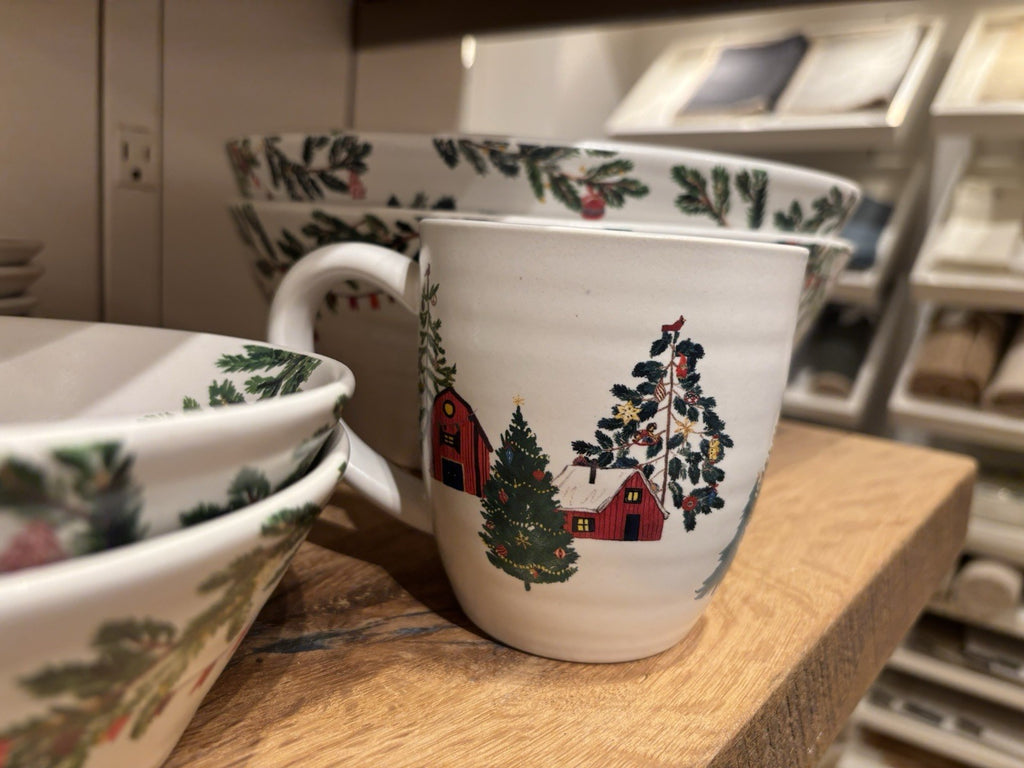 pottery barn Christmas Country Santa Mug Coffee Cup holiday Snowman gift party /