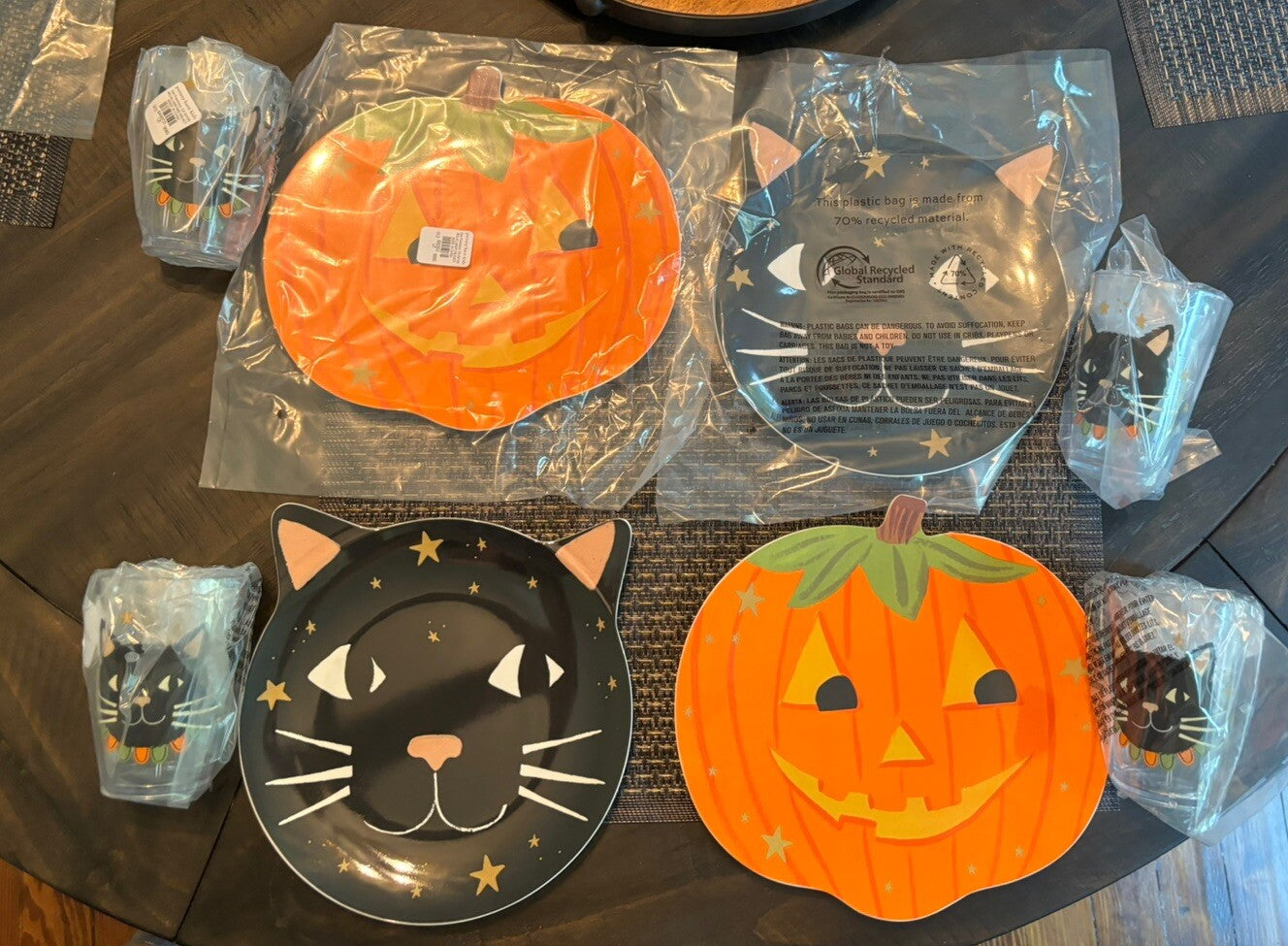 Pottery Barn Halloween Holiday party Black Cat Pumpkin dinner kids gift SET 12 \