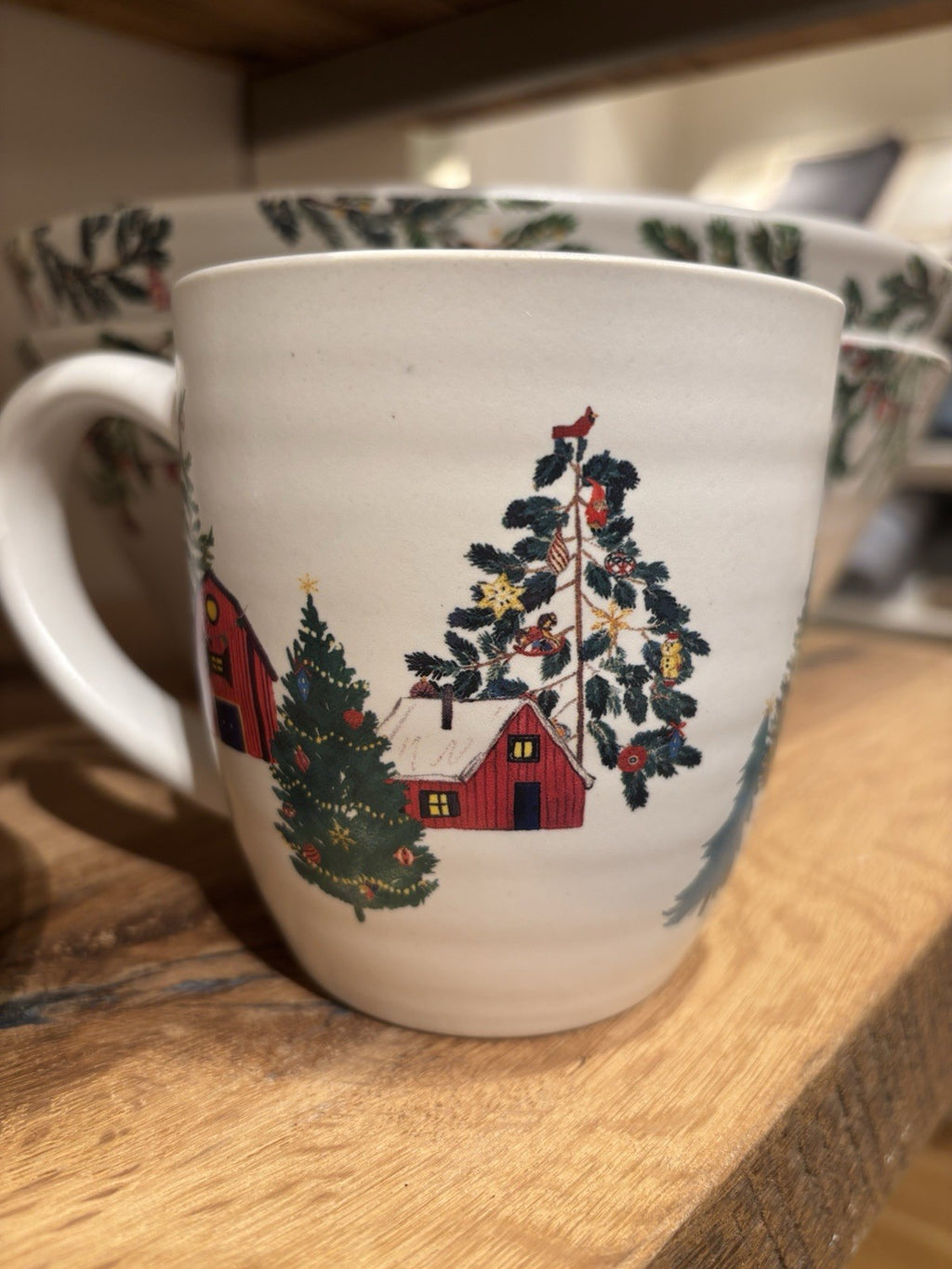 pottery barn Christmas Country Santa Mug Coffee Cup holiday Snowman gift party /