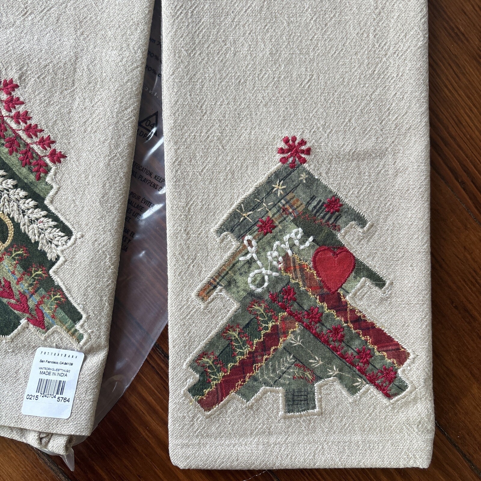 pottery barn Disney towel Holiday Tree Winter patch Christmas gift party SET 2 -