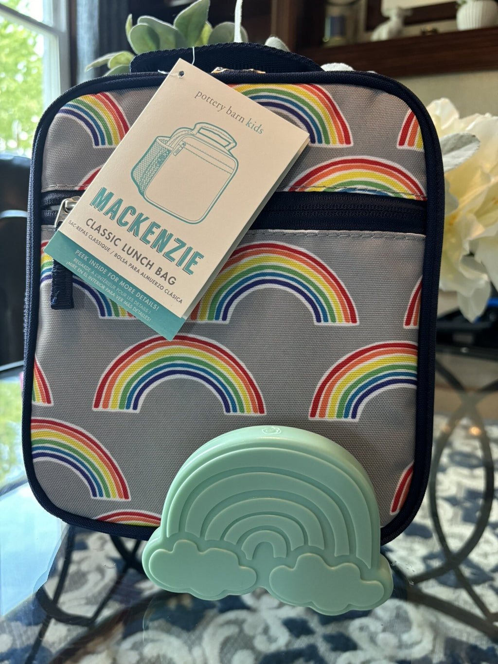 Pottery Barn LUNCH BOX BAG School Disney+Rainbow party gift stripe girl set /