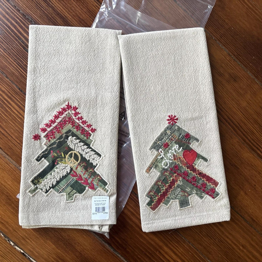 pottery barn Disney towel Holiday Tree Winter patch Christmas gift party SET 2 -
