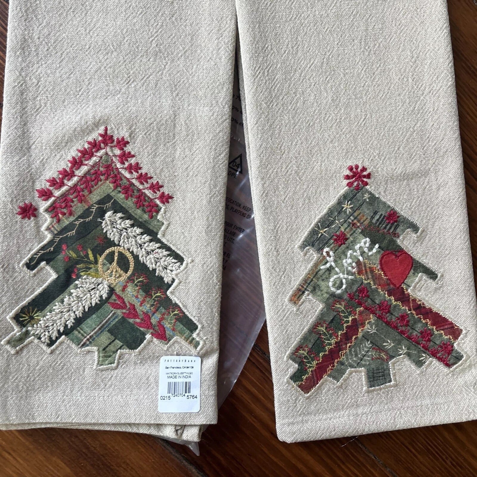 pottery barn Disney towel Holiday Tree Winter patch Christmas gift party SET 2 -