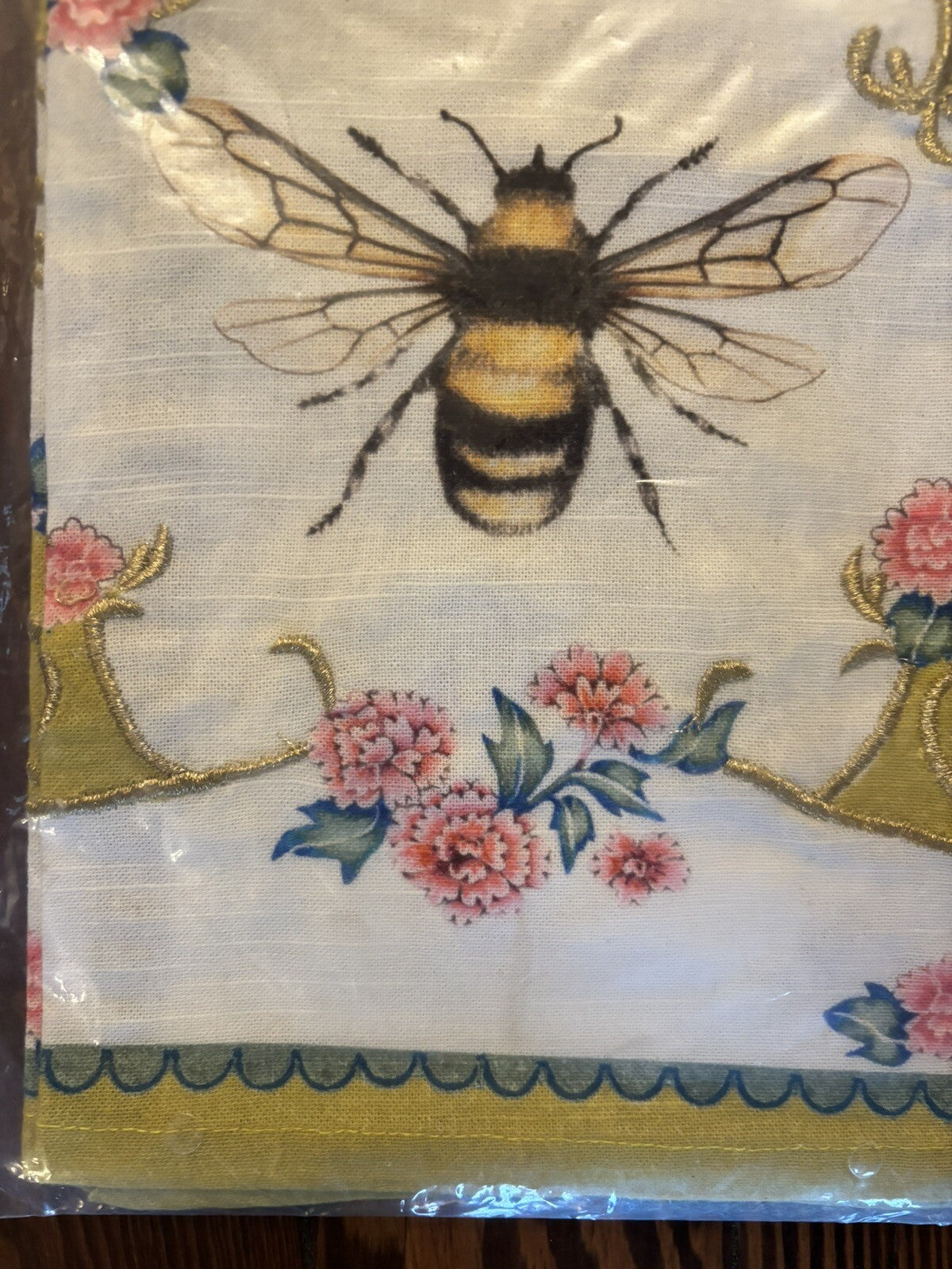 Anthropology holiday kitchen towel Bee gold birthday party gift guest disney n